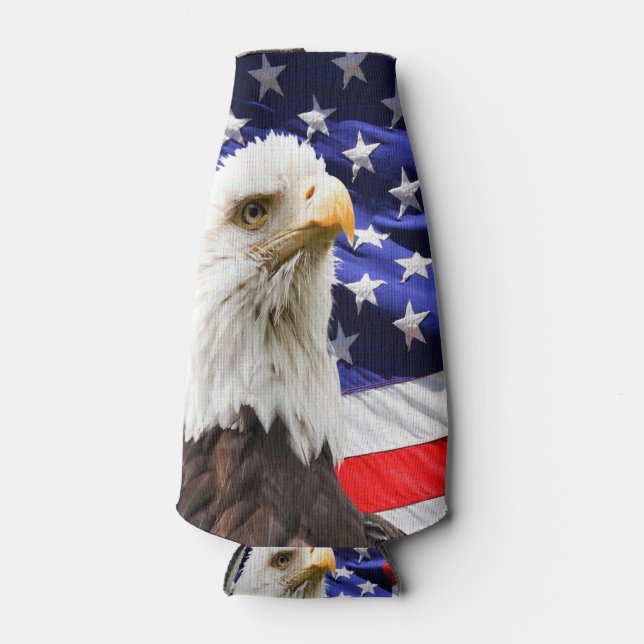 American Bald Eagle Flag Bottle Cooler (Front)