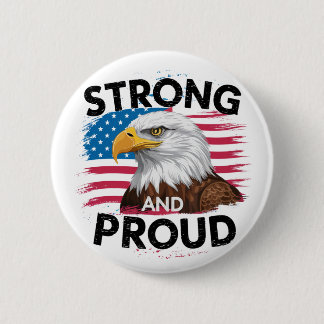American Bald Eagle Flag Pin on Button