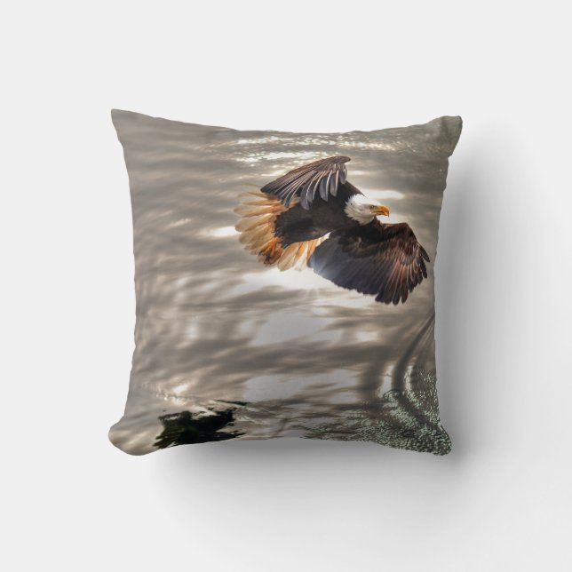 American Bald Eagle Flying Over Ocean Cushion (Front)