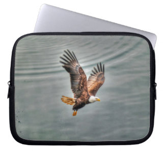 American Bald Eagle Flying Over Ocean Laptop Sleeve