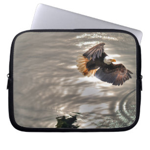 American Bald Eagle Flying Over Ocean Laptop Sleeve