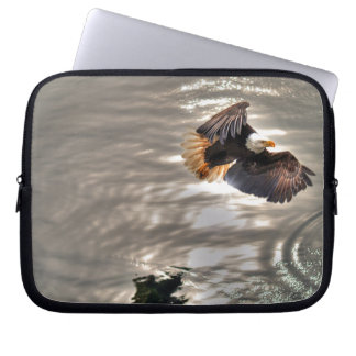 American Bald Eagle Flying Over Ocean Laptop Sleeve