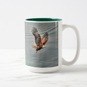 American Bald Eagle Flying Over Ocean Two-Tone Coffee Mug