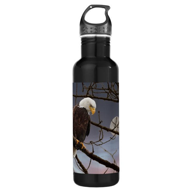 American Bald Eagle Full Moon Eagle Photography 710 Ml Water Bottle (Front)