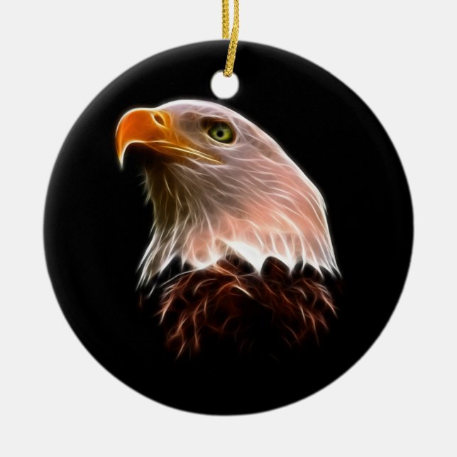 American Bald Eagle Head Ceramic Tree Decoration (Front)