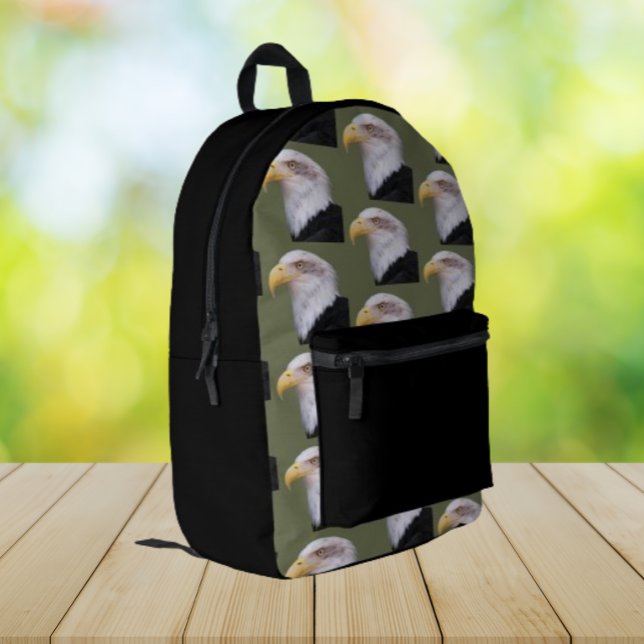 American Bald Eagle Head Pattern Printed Backpack (In Situ Angled)