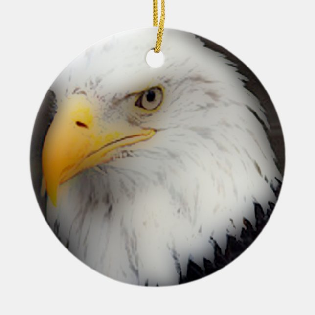 'American Bald Eagle in Portrait' Ceramic Tree Decoration (Front)