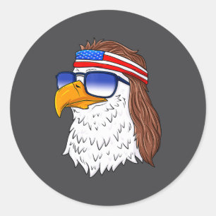 American Bald Eagle Mullet 4th Of July Funny Usa  Classic Round Sticker
