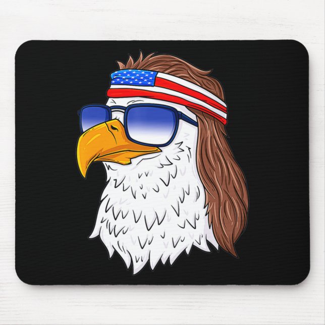American Bald Eagle Mullet 4th Of July Funny Usa  Mouse Mat (Front)