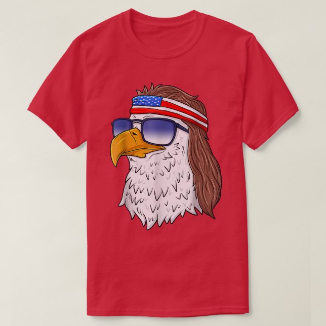 American Bald Eagle Mullet 4th Of July Funny USA P T-Shirt (Design Front)
