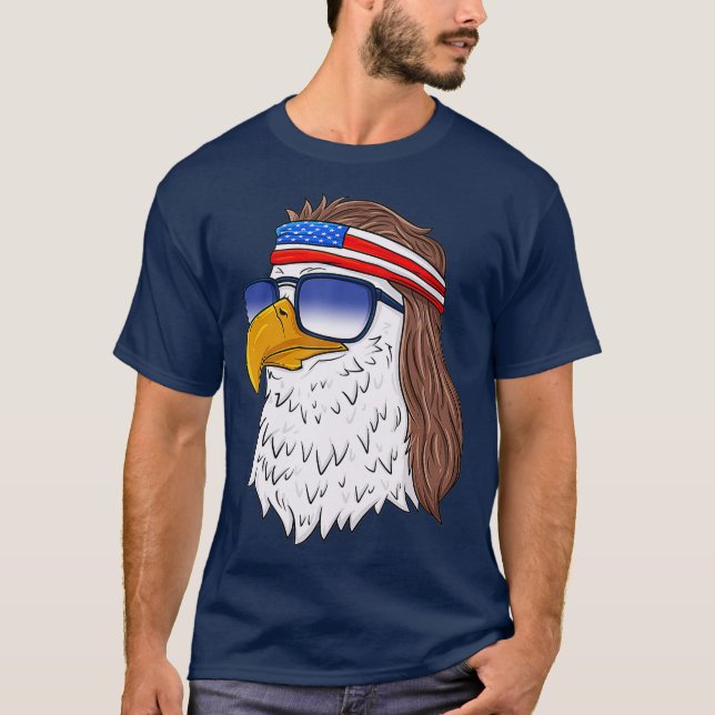 American Bald Eagle Mullet 4th Of July Funny USA T-Shirt (Front)