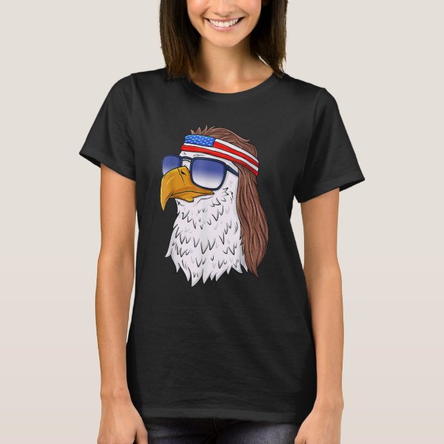 American Bald Eagle Mullet 4th Of July  Usa Patrio T-Shirt (Front)