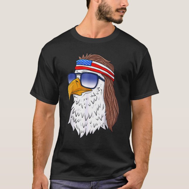 American Bald Eagle Mullet 4th Of July  Usa Patrio T-Shirt (Front)