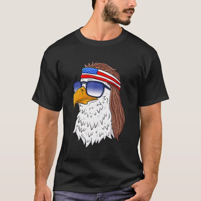 American Bald Eagle Mullet 4th Of July  Usa Patrio T-Shirt (Front)