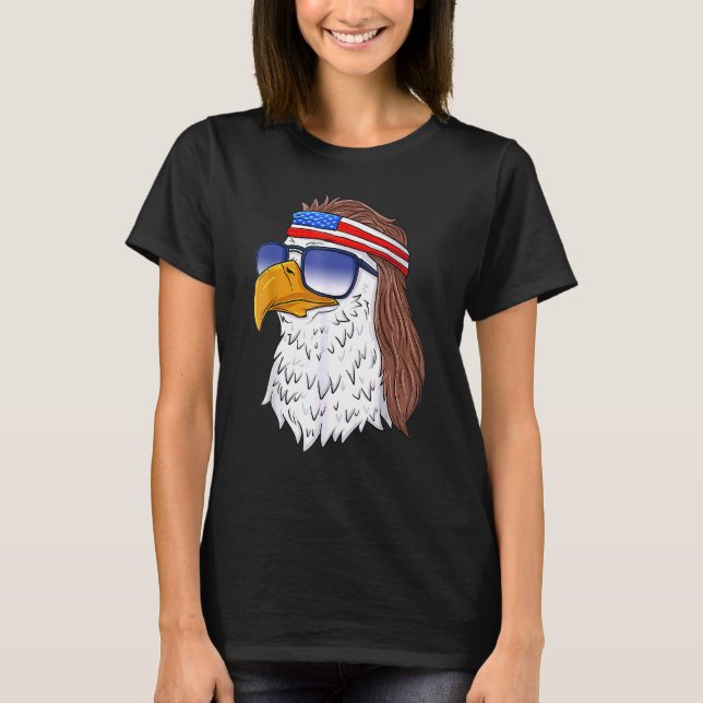 American Bald Eagle Mullet 4th Of July  Usa Patrio T-Shirt (Front)