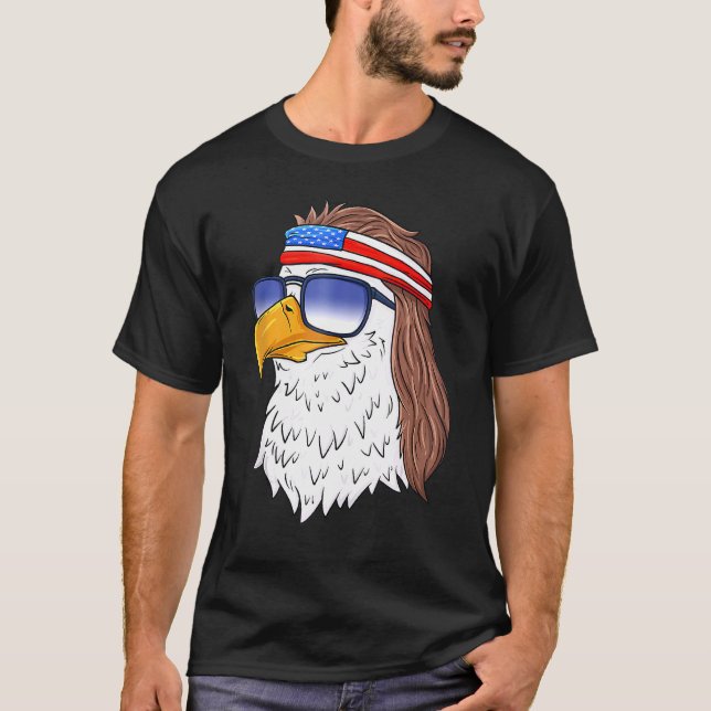 American Bald Eagle Mullet 4th Of July Usa Patriot T-Shirt (Front)