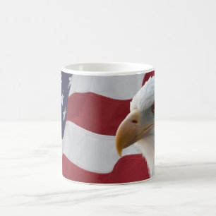 American Bald Eagle on Flag Coffee Mug