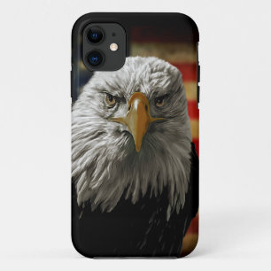 American Bald Eagle on Grunge Flag iPhone 11 Case