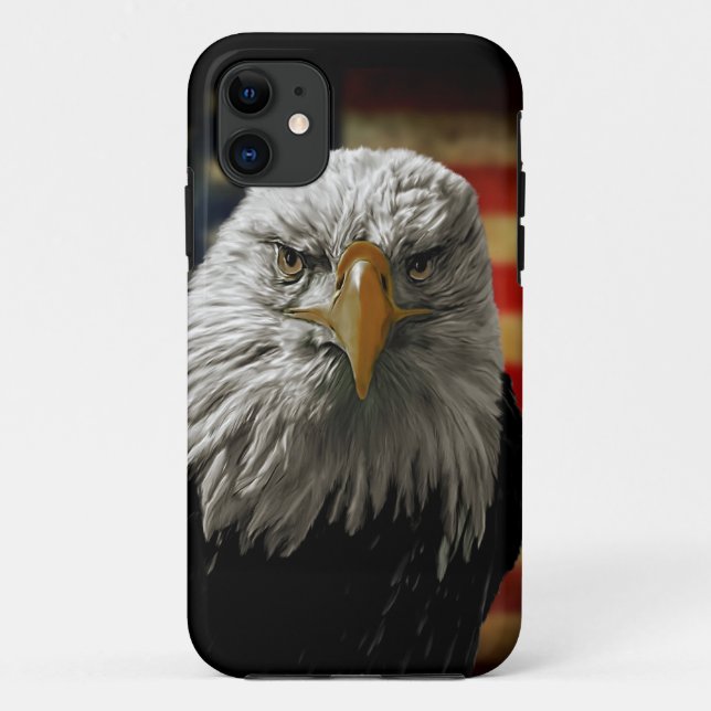 American Bald Eagle on Grunge Flag Case-Mate iPhone Case (Back)