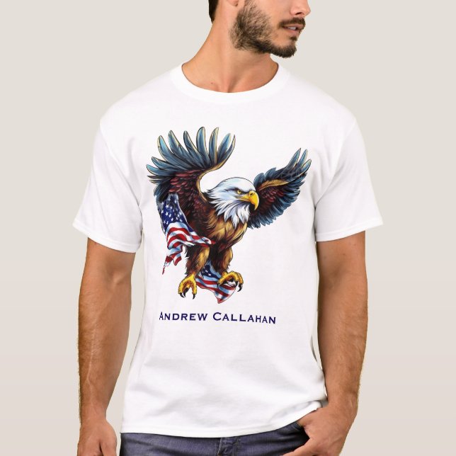 American Bald Eagle Patriotic USA Flag 4 of July T-Shirt (Front)