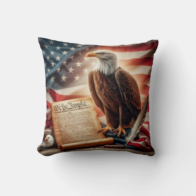 American Bald Eagle Patriotism Cushion (Front)