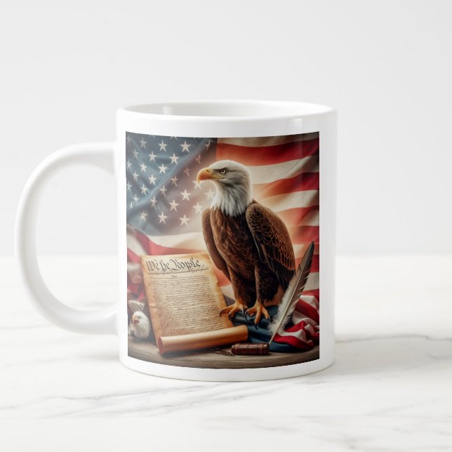 American Bald Eagle Patriotism Large Coffee Mug (Left)