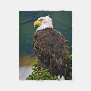 American Bald Eagle Perched Fleece Blanket