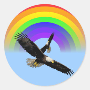 American Bald Eagle Rainbow Sticker