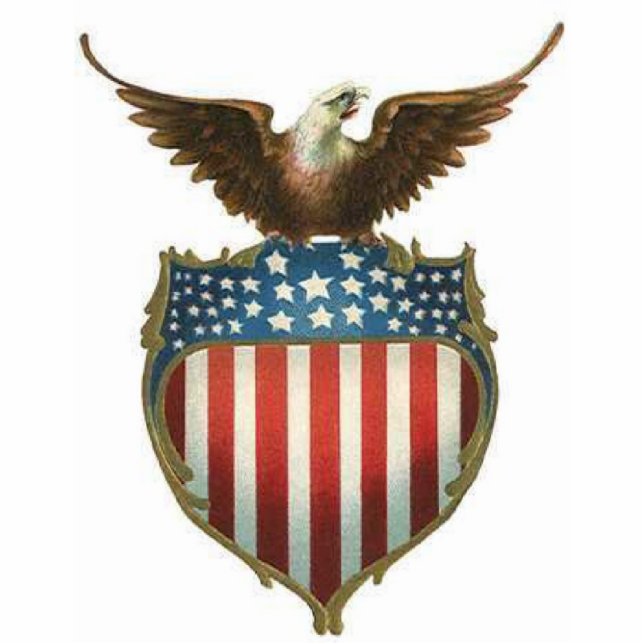 American Bald Eagle, stars & stripe atop of shield Standing Photo Sculpture (Front)