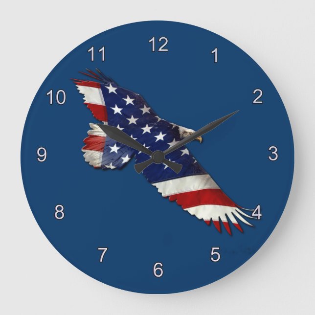 American Bald Eagle & US Flag Patriotic Art Clock (Front)
