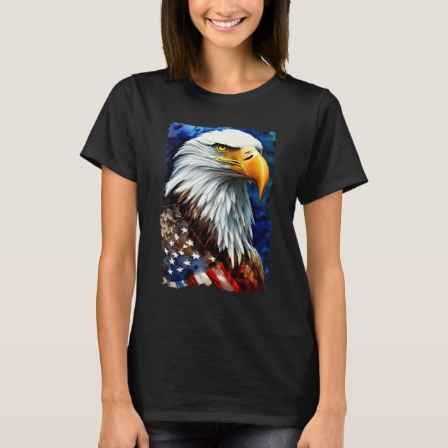 American Bald Eagle USA Flag Freedom Men Women Pat T-Shirt (Front)