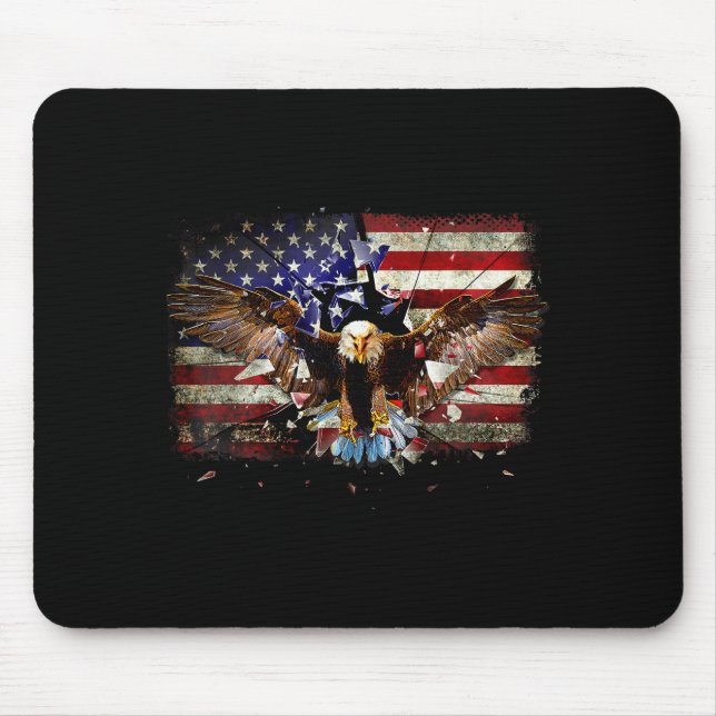 American Bald Eagle Usa Flag Patriotic Eagle 4th O Mouse Mat (Front)
