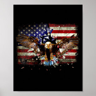 American Bald Eagle Usa Flag Patriotic Eagle 4th O Poster