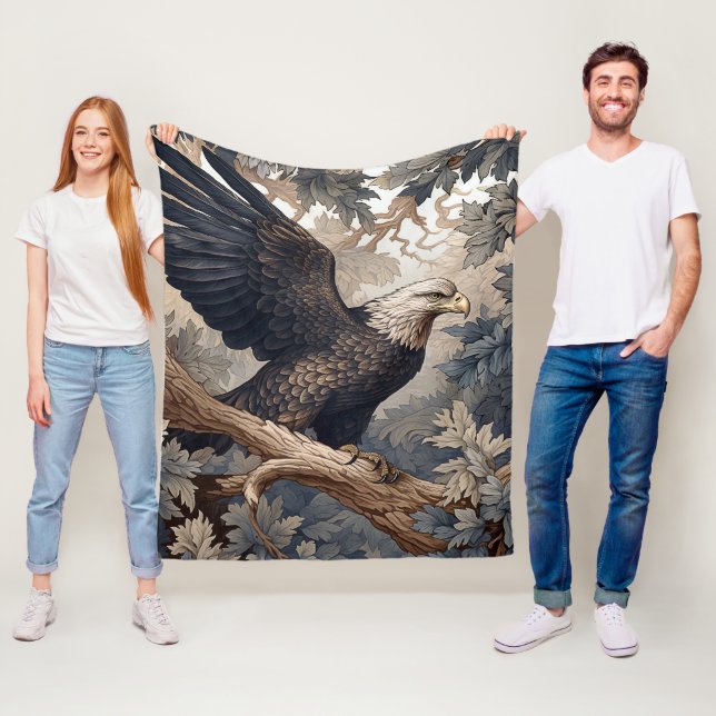 American Bald Eagle W. Morris style Fleece Blanket (In Situ)