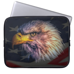 American Bald Eagle With Flag Laptop Sleeve