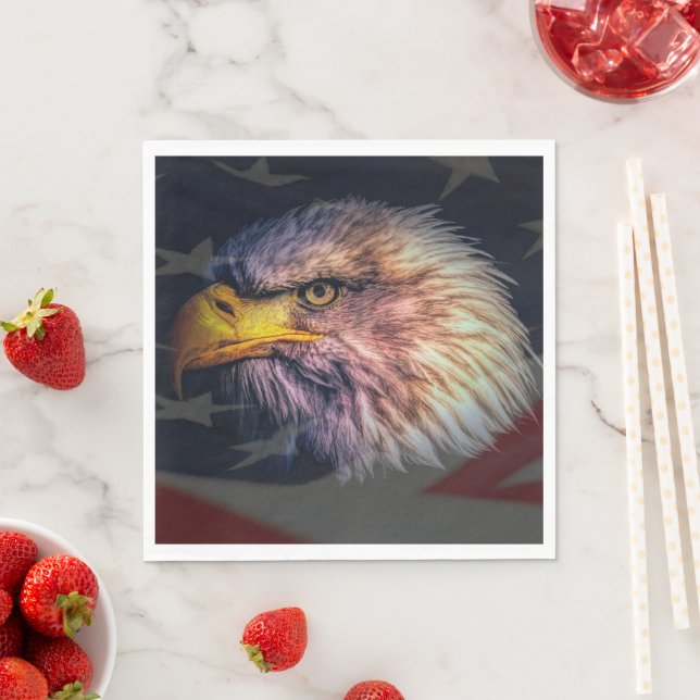 American Bald Eagle With Flag Napkin (Insitu)