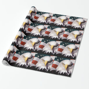 American Bald Eagle with Flag Wrapping Paper