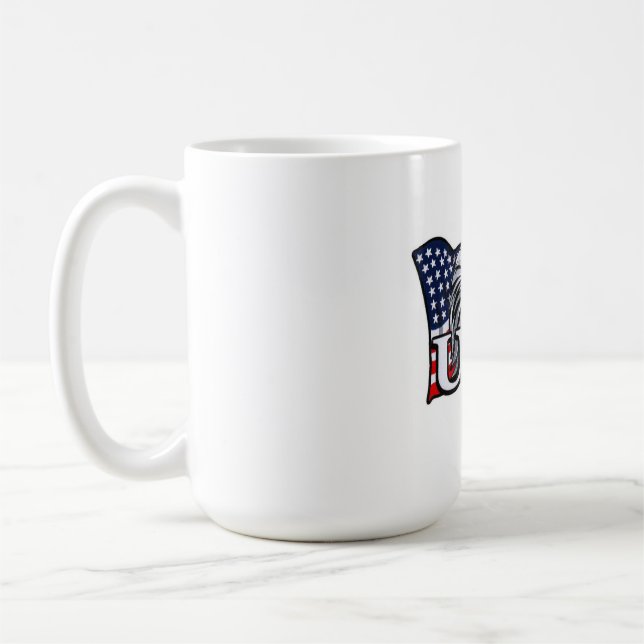 American Bald Eagle with USA Flag – Patriotic USA  Coffee Mug (Left)
