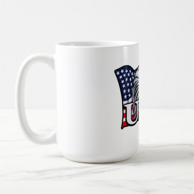 American Bald Eagle with USA Flag – Patriotic USA  Coffee Mug (Left)