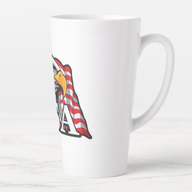 American Bald Eagle with USA Flag – Patriotic USA  Latte Mug (Right)