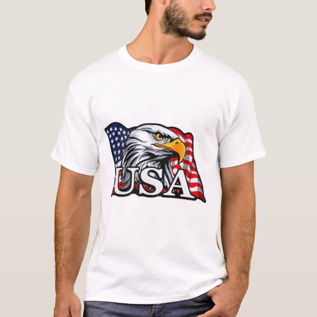 American Bald Eagle with USA Flag – Patriotic USA  T-Shirt (Front)