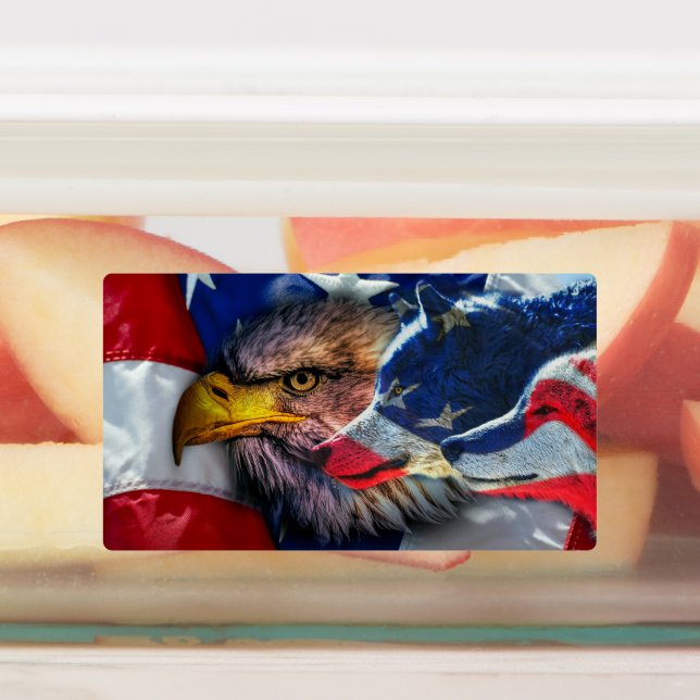 American Bald Eagle Wolf Flag Patriotic (Affixed)