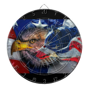 American Bald Eagle Wolf Flag Patriotic Dartboard