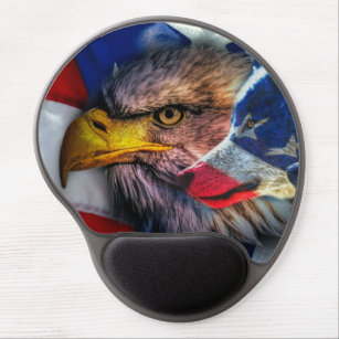 American Bald Eagle Wolf Flag Patriotic Gel Mouse  Gel Mouse Mat