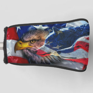 American Bald Eagle Wolf Flag Patriotic Golf Head Cover