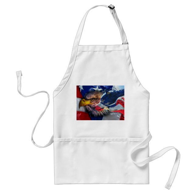 American Bald Eagle Wolf Flag Patriotic Standard Apron (Front)