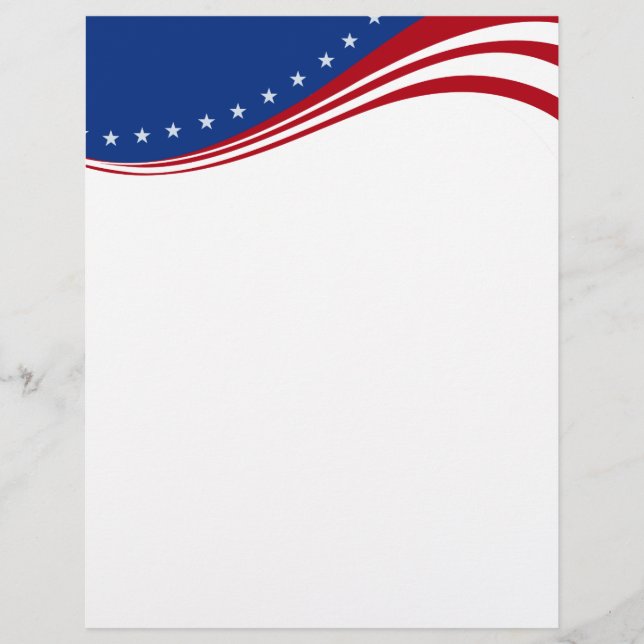 American Banner Patriotic Stationary Custom Letterhead (Front)