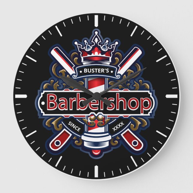 American Barber Personalise Large Clock (Front)