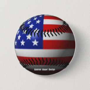 American Baseball 6 Cm Round Badge