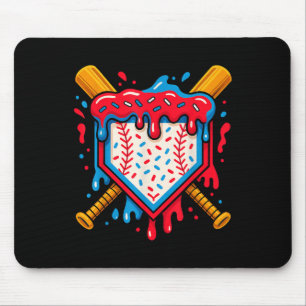 American Baseball Drip Ice Cream For Boys Ball And Mouse Mat